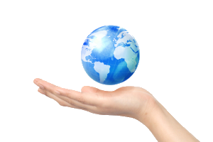 地球と手